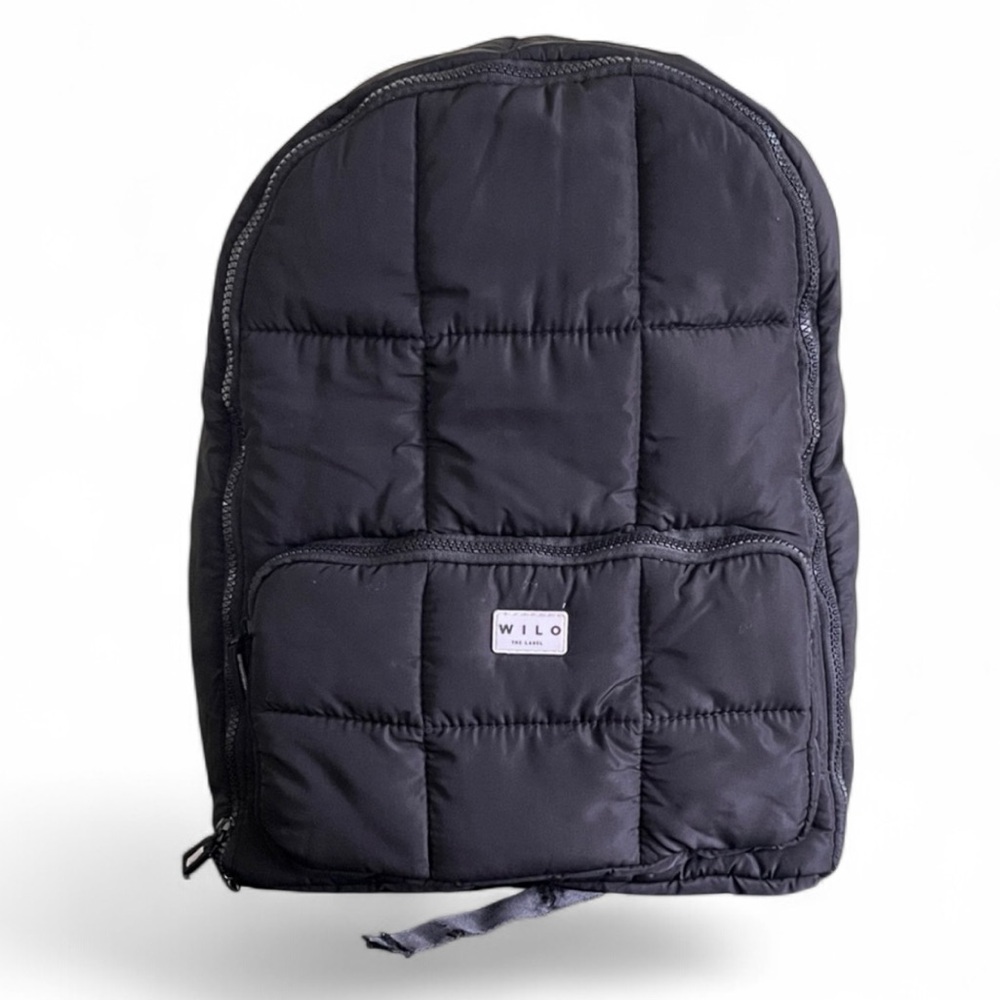 Wilo The Label Unisex Black Quilted Puffer Backpack